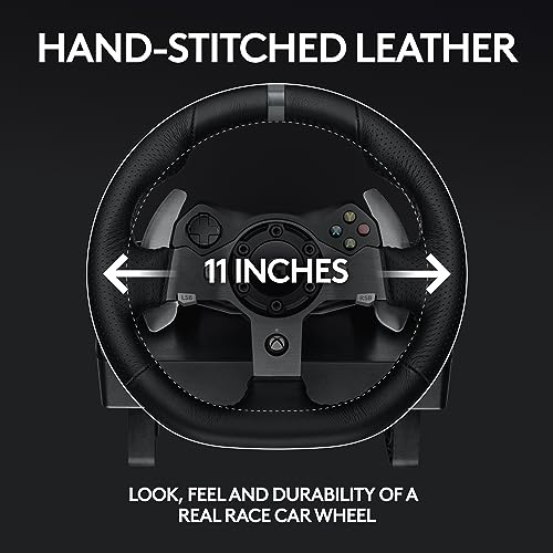 Racing Wheel and Floor Pedals with Force Feedback, Stainless Steel Paddle Shifters, Leather Cover for Xbox, PC, Mac P813241