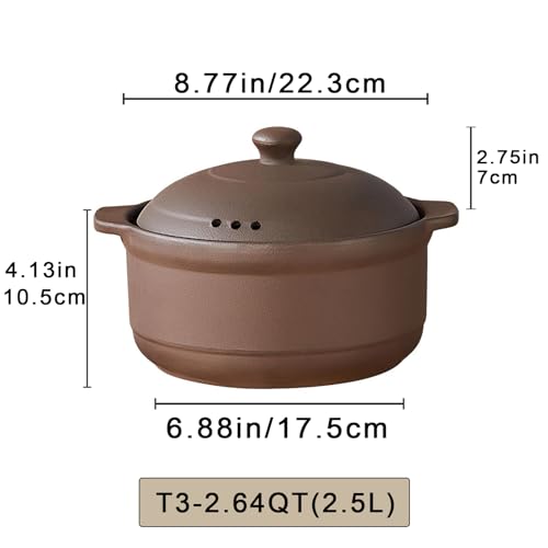 Terracotta Casserole with Lids, Unglazed Clay Cooking Pot X70350