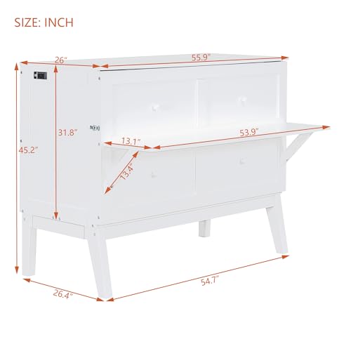 Full Murphy Bed with Desk, USB Port and Shelves E838836