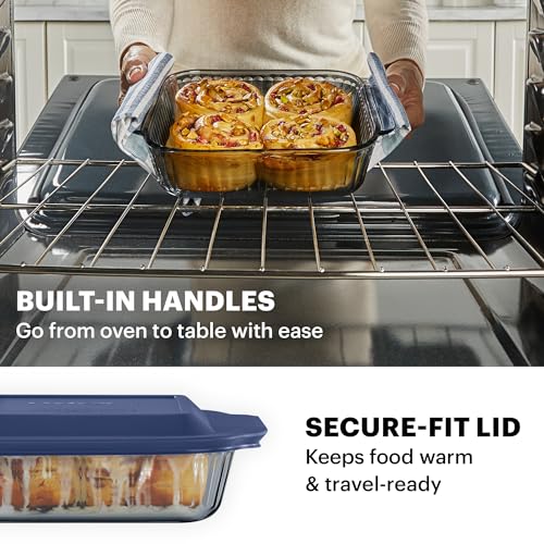 Tinted Glass Baking Dish with Lid, Oblong Casserole Pan I673070