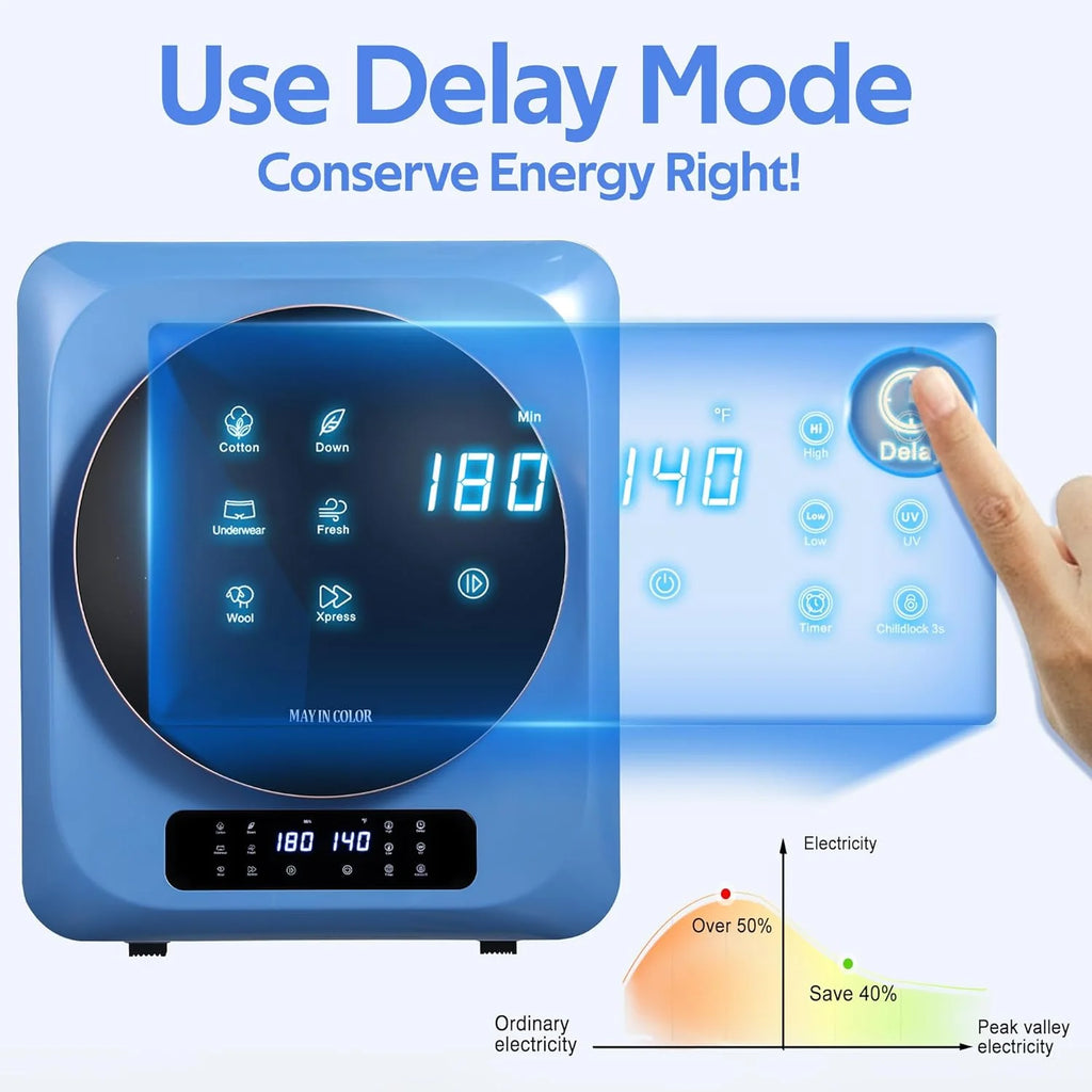 Compact Electric Dryer for Clothes, Portable with Stainless Steel Drum B8111