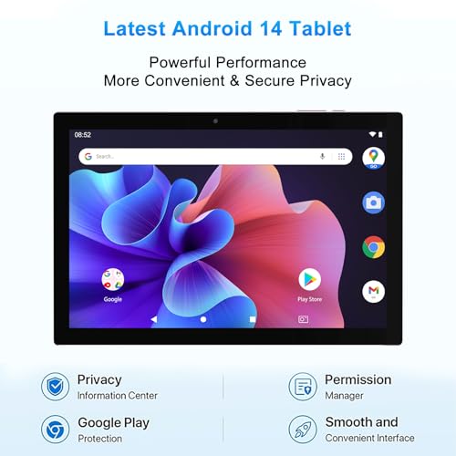 10 Inch Android 14 Tablet with Keyboard, 8GB RAM, 64GB Storage H38978