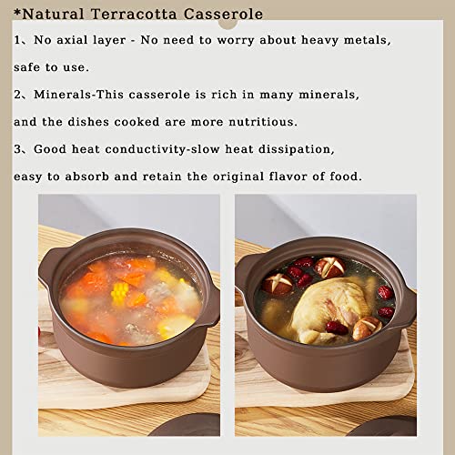 Terracotta Casserole with Lids, Unglazed Clay Cooking Pot X70350