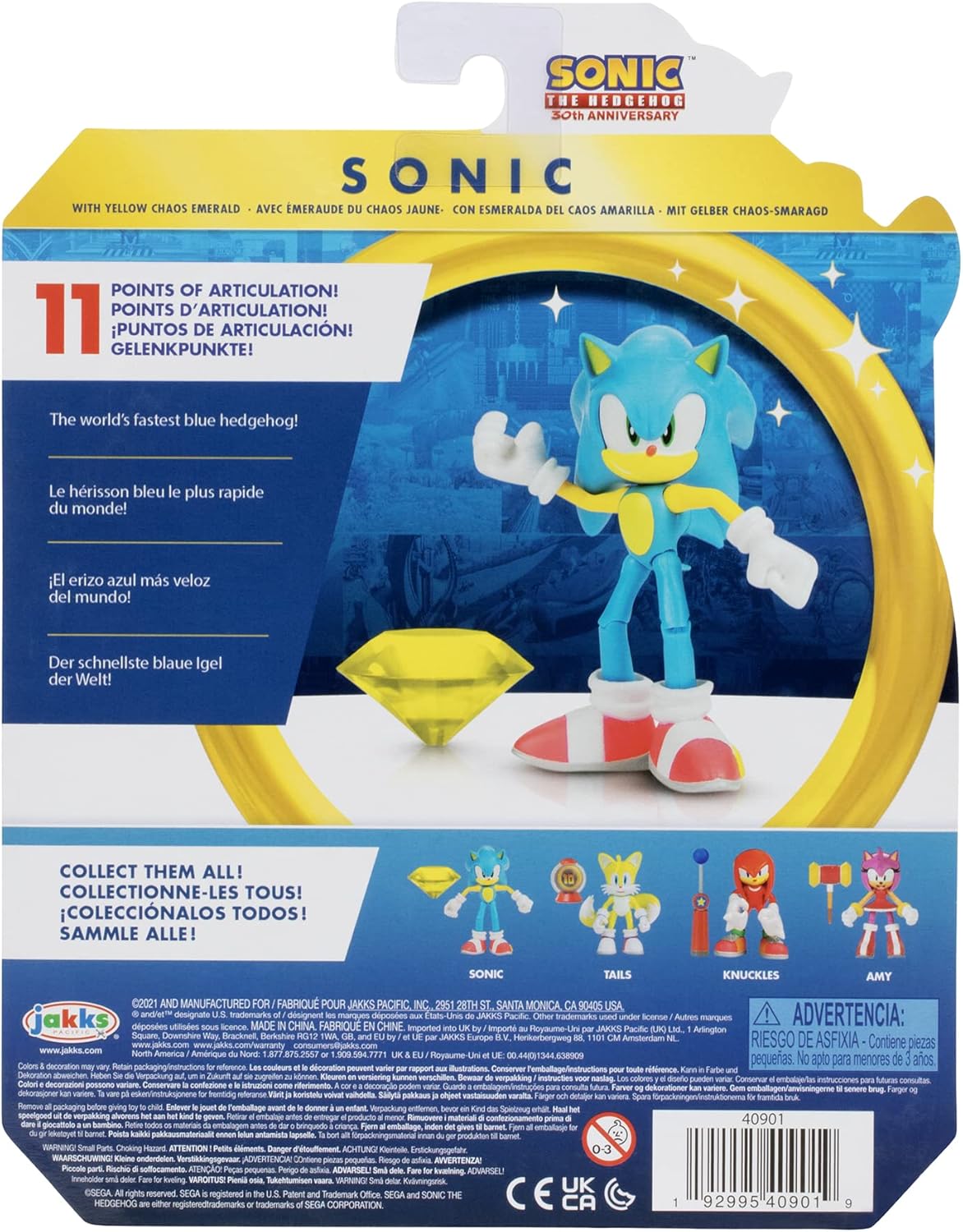 4-Inch Action Figure with Yellow Chaos Emerald Collectible Toy M5958