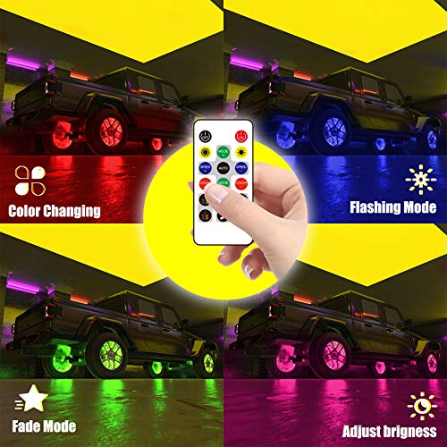 Wheel Lights for Truck - RGB Rim Light for Car/SUV - Wheel Well Ring Lights with Sequential and Multi-Color, Waterproof DC 12v C3041