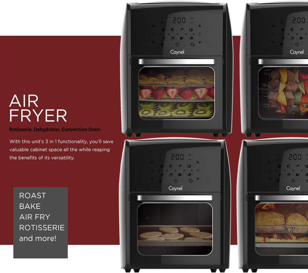 Digital Air Fryer Oven 12.7 Qt, Rotisserie, Dehydrator, Black Q182611