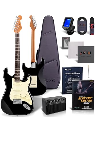 Electric Guitar with Coil-Split, Roasted Maple Neck, HSS Pickups, Beginner Kit with Amp and Bag C21096