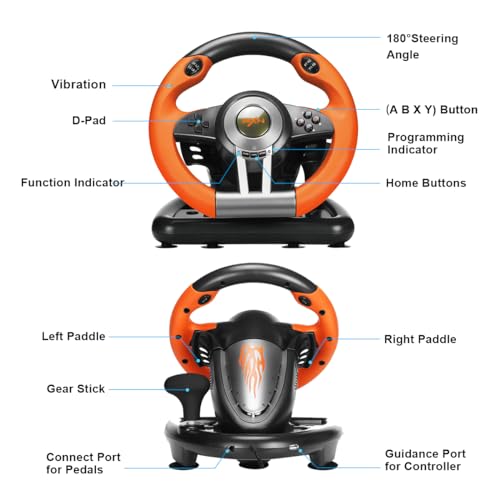 Xbox Steering Wheel 180° PC Gaming Racing Wheel with Linear Pedals and Paddles R493312