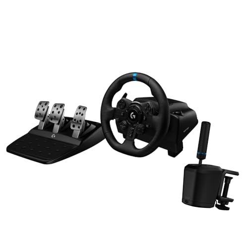 Racing Wheel and Pedals with Force Feedback, Gaming Steering Wheel for PS5, PS4, PC, Mac, Black W946