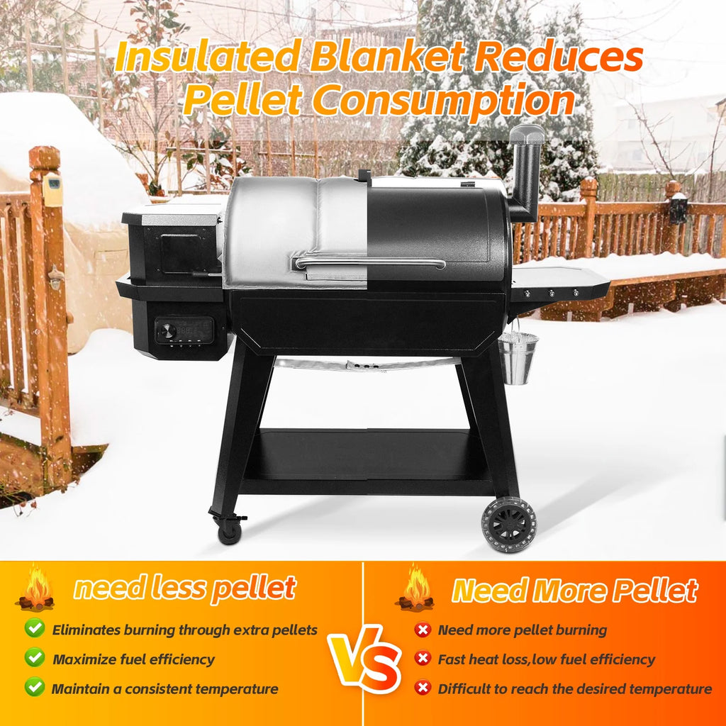Grill Insulation Blanket for Wood Pellet Grill, BBQ Smoker Winter Cooking U810125