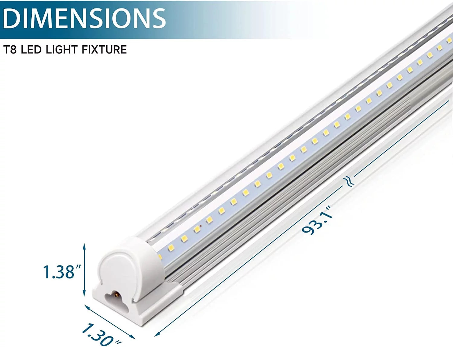 8FT LED Shop Light, 72W 9000LM 5000K, Linkable Tube Lights with Plug, 4 Packs Q258176