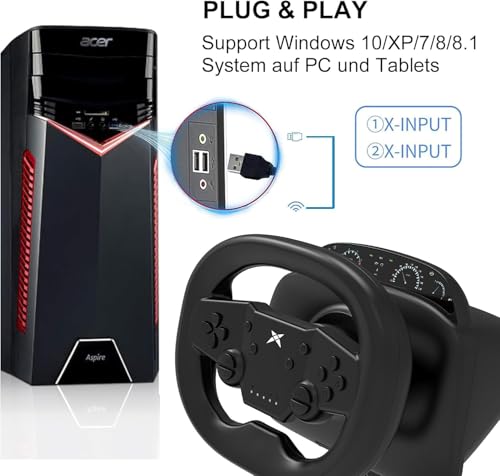 PS4 Steering Wheel and Pedals for PC, Switch, PS3, Mobile V343