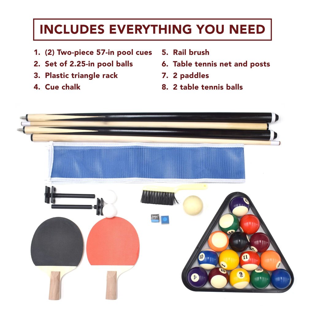 7-ft Pool Table Combo Set with Benches, Rustic Gray G46451