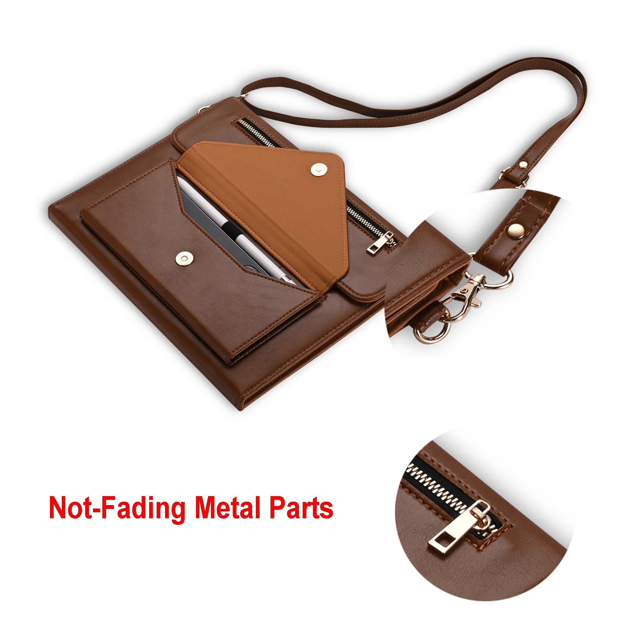 Portfolio Case for iPad Pro 12.9-inch with Pencil Holder, PU Leather, Brown Q1210
