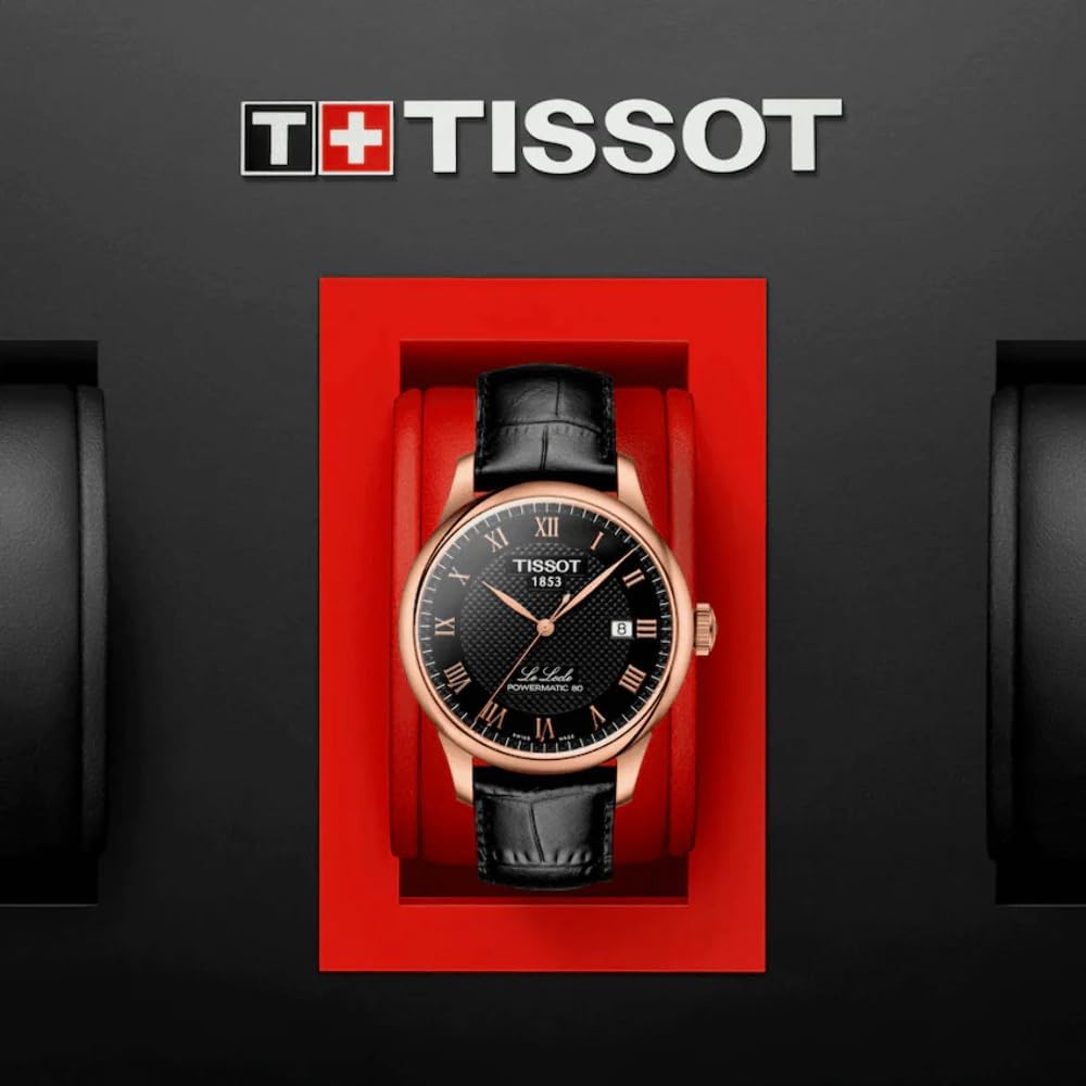 Men's Automatic Watch with Rose Gold Stainless Steel Case, Black Leather W60939