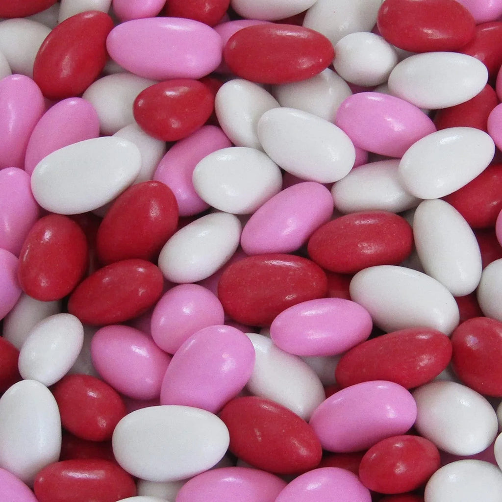 Red Pink & White Jordan Almonds Mix by It's Delish, 10 LBS Bulk Bag Valentines and Mothers Day Girl Theme Bulk Party Favors Almond Nut Coated in Sweet Hard Candy Shell - Vegan & Kosher