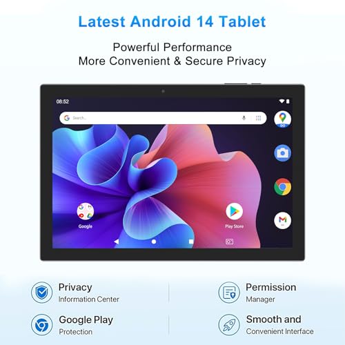 10 Inch Android 14 Tablet with Keyboard, 8GB RAM, 64GB Storage H38978
