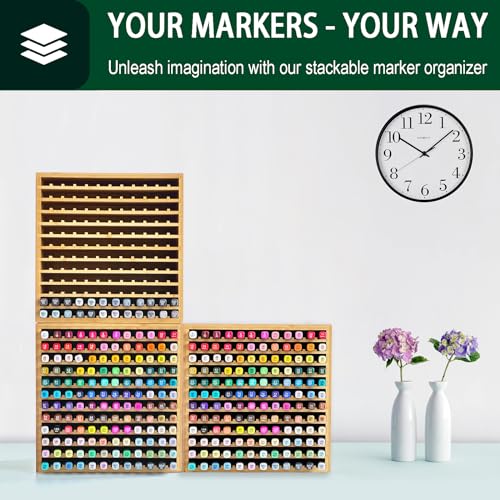Bamboo Marker Organizer Desktop Storage for 288 Pens and Pencils E96724