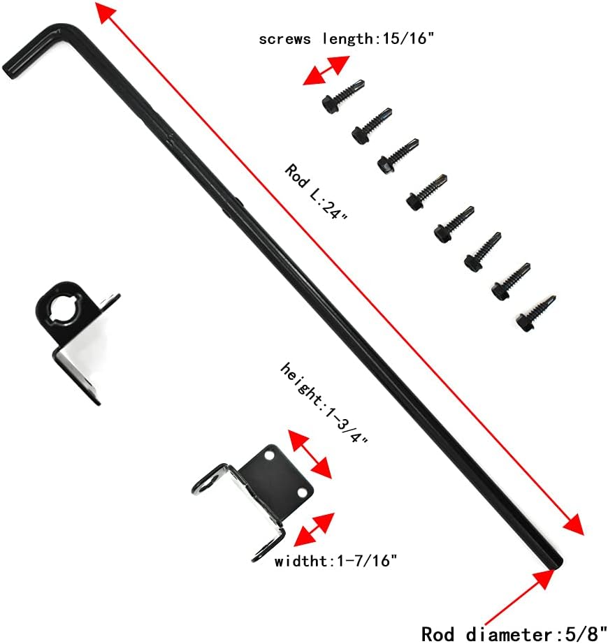 Heavy Duty Gate Drop Rod 36 inch Steel Black Finish - 2 Pack P1390