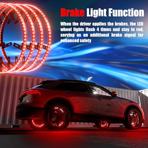 Wheel Lights for Truck - RGB Rim Light for Car/SUV - Wheel Well Ring Lights with Sequential and Multi-Color, Waterproof DC 12v C3041