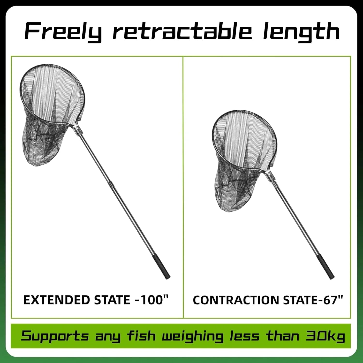 Fishing Net with Telescoping Handle, 20 Inch Net Opening L1411