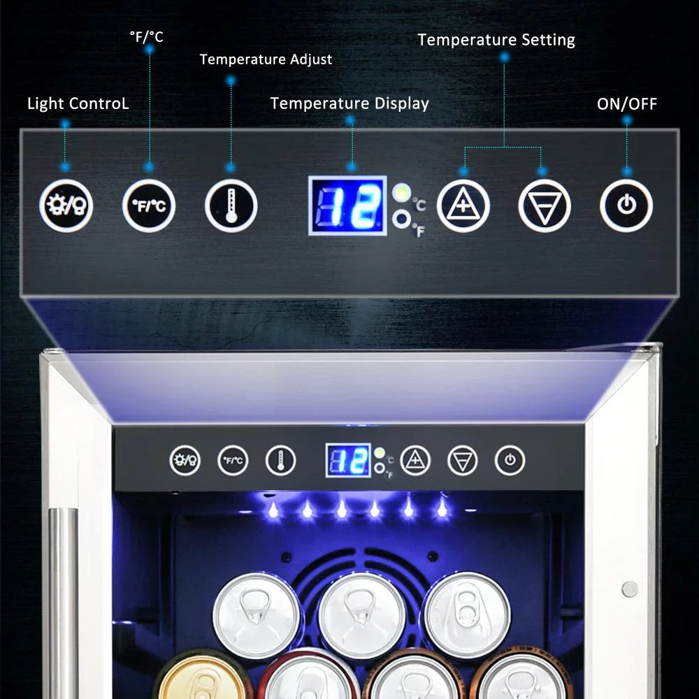 15 Inch Built-in Beverage Refrigerator with Clear Glass Door C162