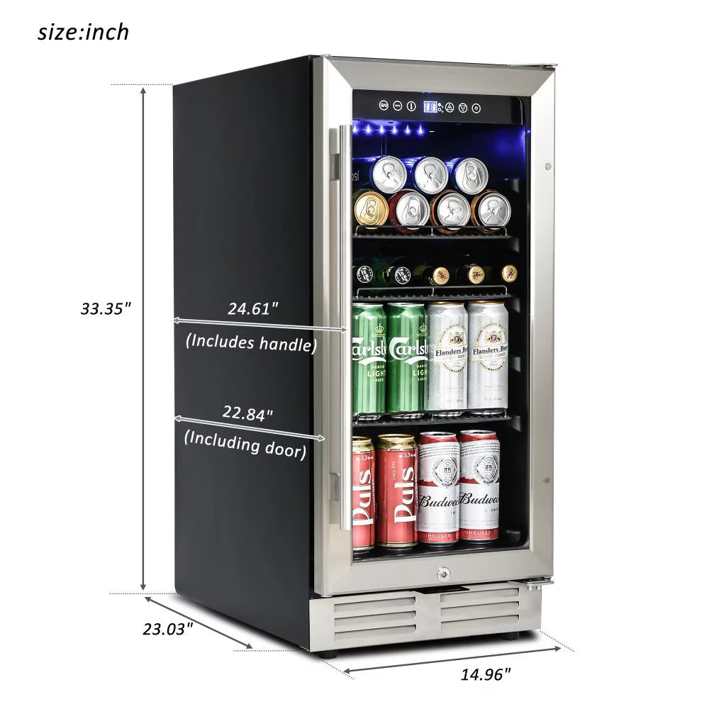15 Inch Built-in Beverage Refrigerator with Clear Glass Door C162
