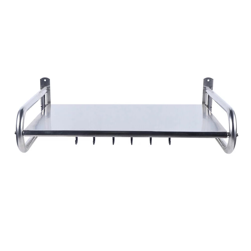 Stainless Steel Wall-Mount Microwave Oven Rack with 6 Hooks R473