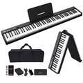 Veetop 88 Key Keyboard Piano Folding Piano with Full Size, Electric Piano Wood Grain Touch Sensitive Keyboard with Bluetooth MIDI Portable Digital Piano for Beginners and Travel (White)