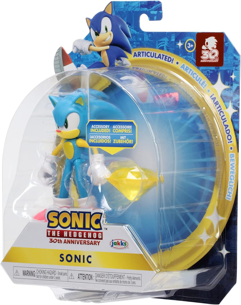 4-Inch Action Figure with Yellow Chaos Emerald Collectible Toy M5958