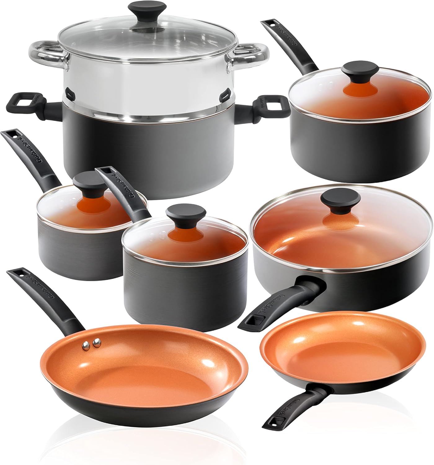 Gotham Steel Pro 13 Piece Pots and Pans Set Non Stick Cookware Set, Hard Anodized Cookware Sets, Pot and Pan Set, Kitchen Cookware Sets, Non Toxic Ceramic Cookware Set, Dishwasher Safe……