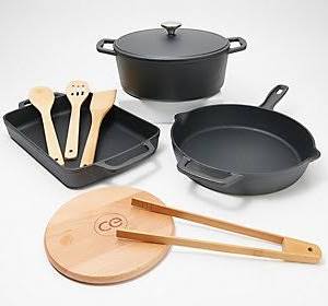 Cast Iron Cookware Set with Tools, Red O6435