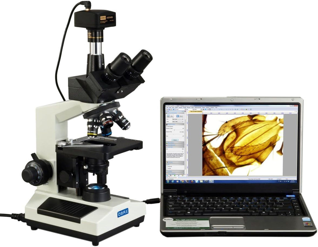 OMAX 40X-2500X Full Size Lab Digital Trinocular Compound LED Microscope with 14MP USB Camera and 3D Mechanical Stage