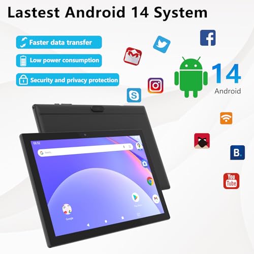 10 Inch Android 14 Tablet with Keyboard, 8GB RAM, 64GB Storage H38978