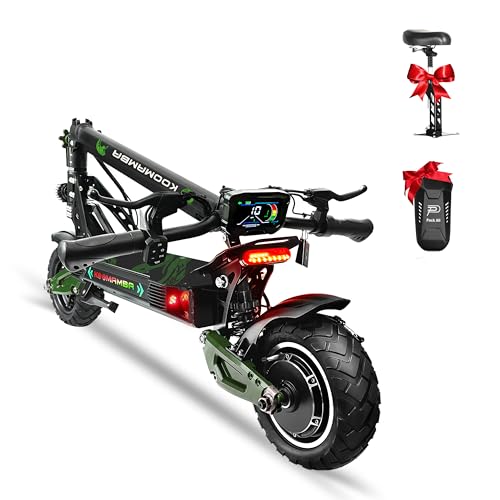 ZU06 1200W Adults Electric Scooter Up to 35 MPH, 52V Battery 50 Miles Long Range, Dual Suspension and Hydraulic Disc Brakes, 10" Off Road Fat Tires Fast E Scooter for Adults with Seat