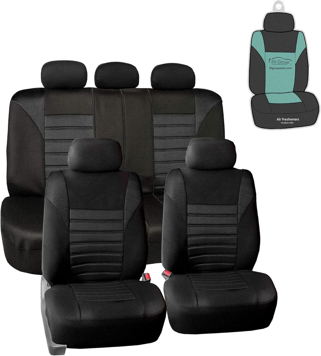 Car Seat Covers Pair Set, Airbag Compatible, Universal Fit for Cars Trucks and SUVs, Gray/Black O278981