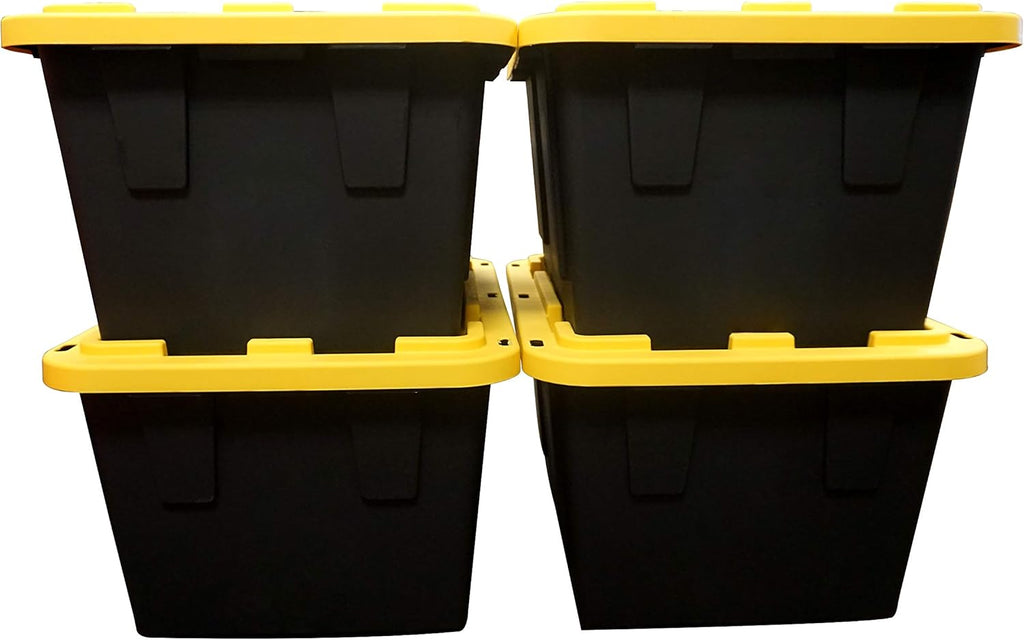 27 Gallon Heavy-Duty Plastic Storage Boxes with Lids, 4 Pack L522