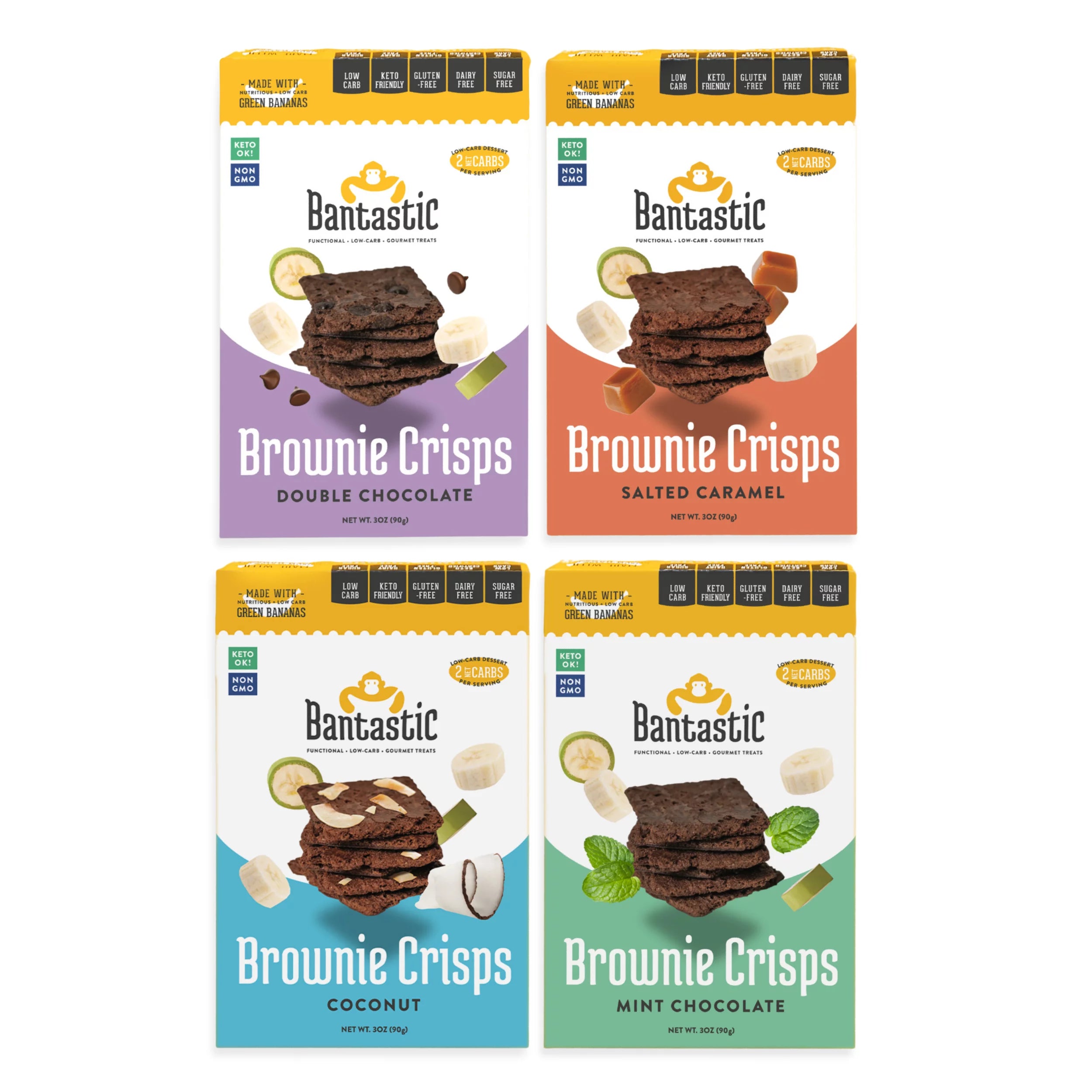 Sugar-free Brownie Snack Variety 4-Pack, Crunchy Thin Low Carb Keto Q50566