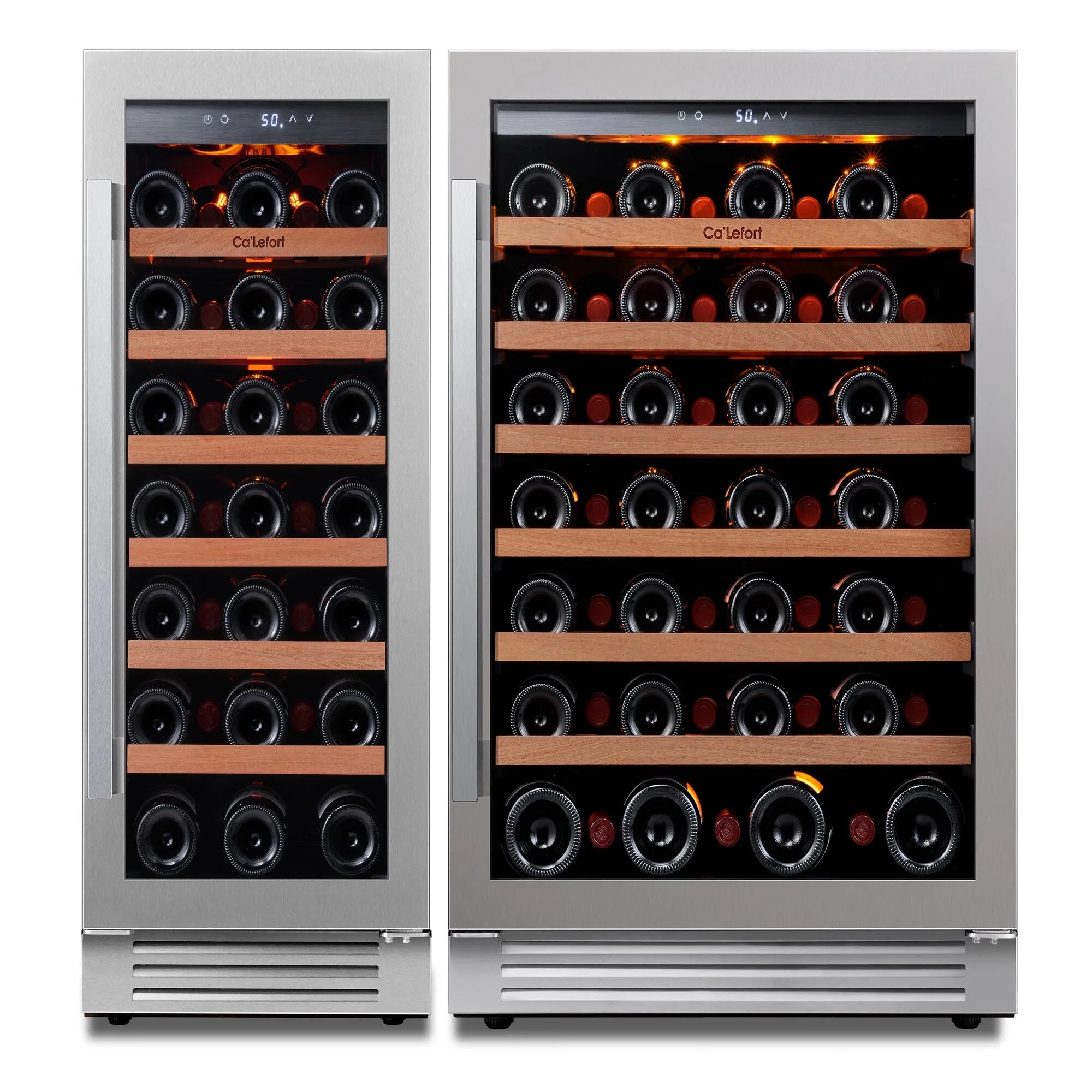 24 inch Dual Zone Wine Fridge and Cooler, 54 Bottle, Freestanding & Built-in E92358