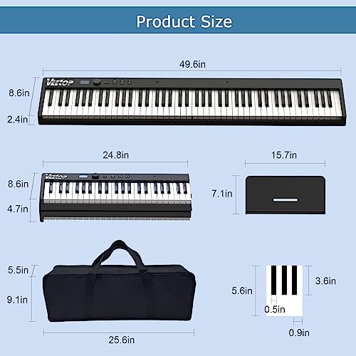 88 Key Folding Piano with Full Size Keys, Bluetooth MIDI, Portable Digital Piano C604511