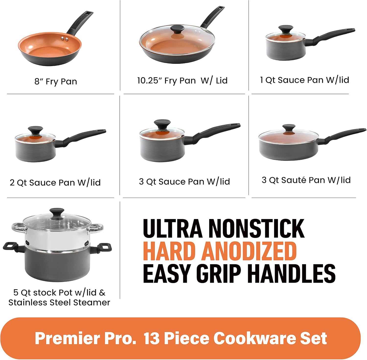Non Stick Pots and Pans Set, Hard Anodized Cookware, Dishwasher Safe R987463