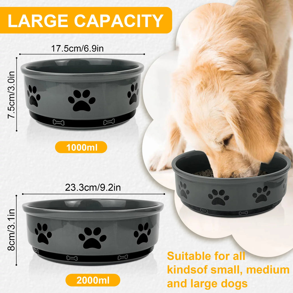 Ceramic Pet Bowl for Dogs and Cats, Food and Water Feeding Bowl, 35oz N334