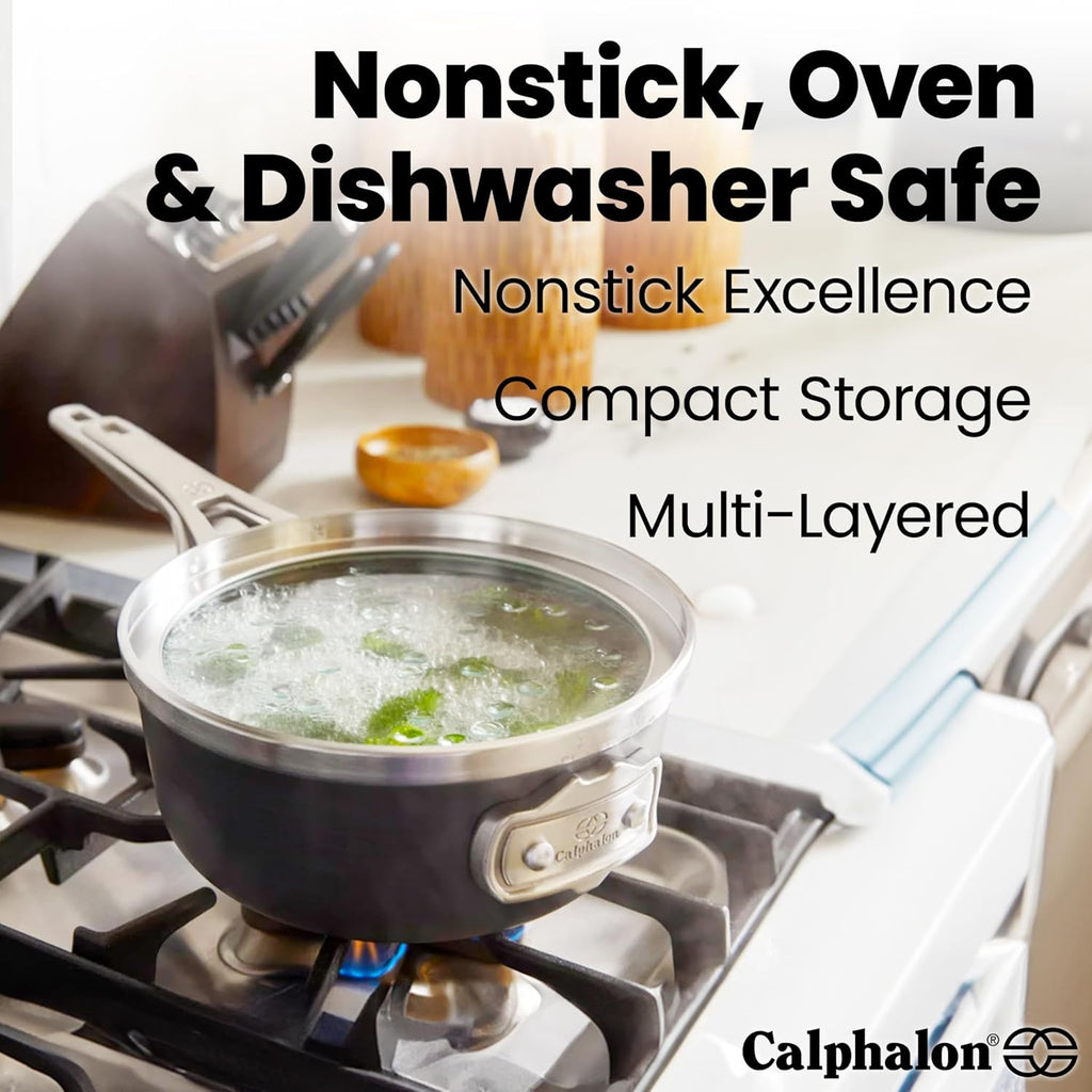 1.5 Quart Sauce Pan with Lid, Hard-Anodized Nonstick Cookware B532
