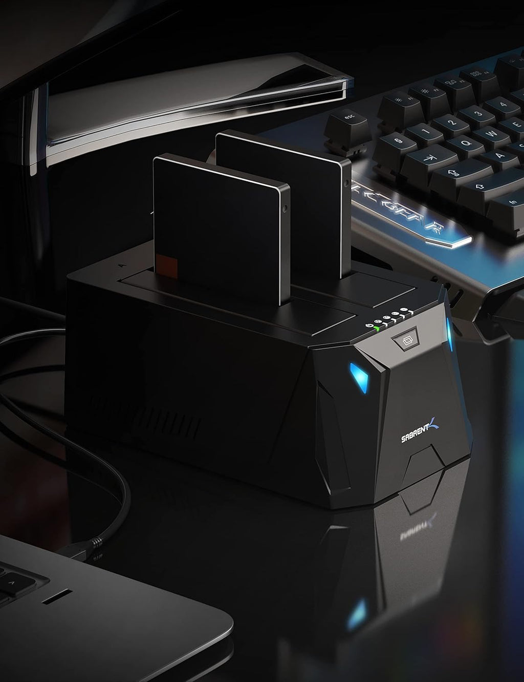 USB 3.0 to SATA Dual Bay External Hard Drive Docking Station for 2.5/3.5in HDD SSD with Cloner Function J42226
