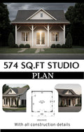 Modern Tiny 574 sq.ft Studio Plan: With all construction details