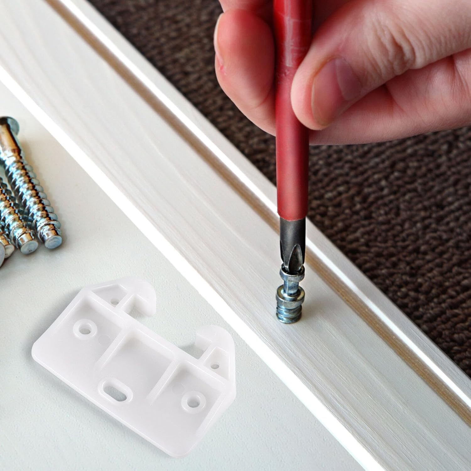 White Plastic Drawer Track Guide Replacement Parts for Cabinets and Furniture F180