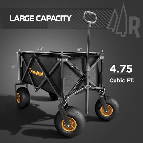 Folding Beach Utility Cart with Large Balloon Wheels, Rustproof Steel Frame H863