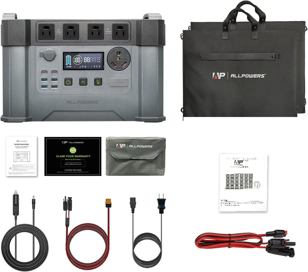 2400W Portable Power Station with 2x 100W Foldable Solar Panels I622572