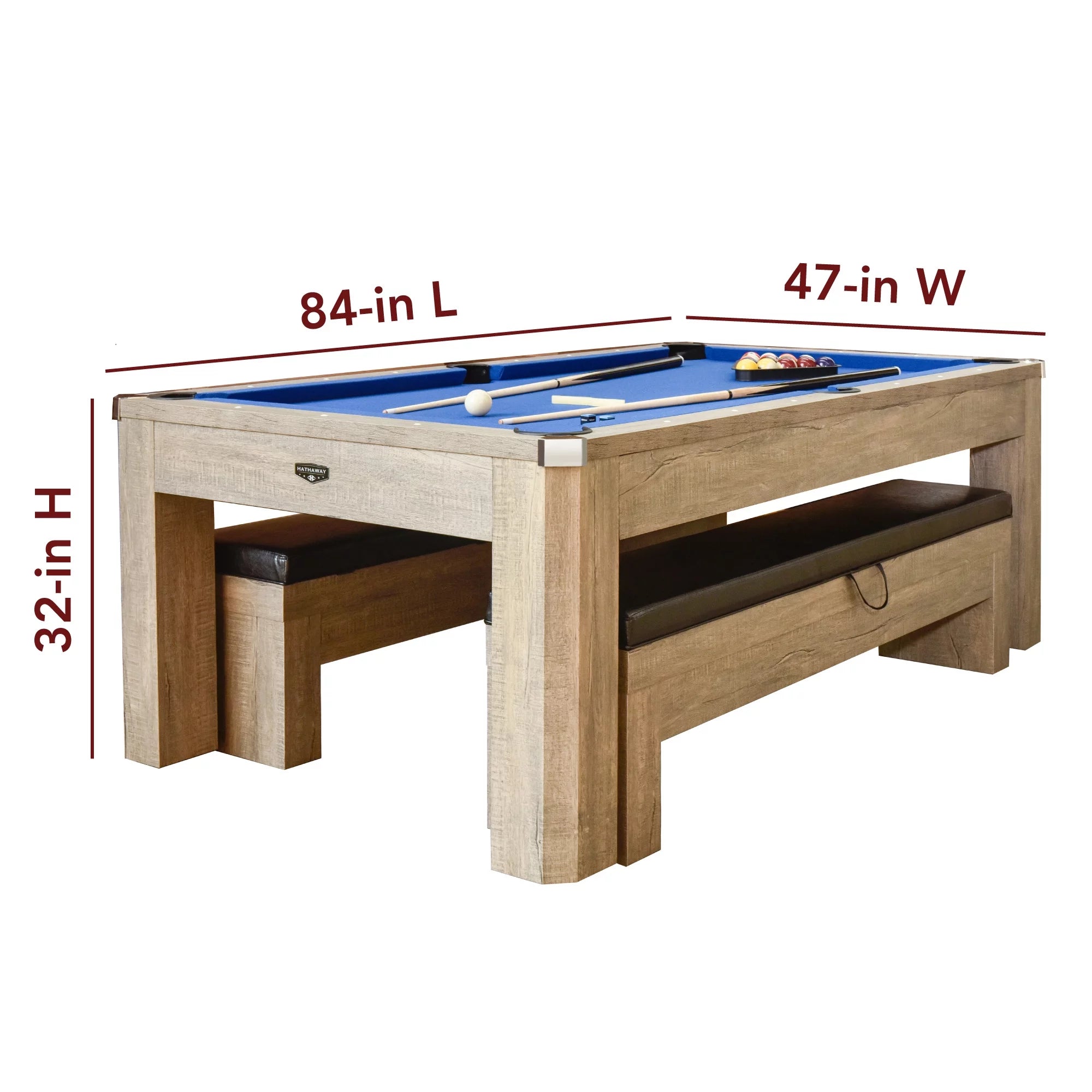 7-ft Pool Table Combo Set with Benches, Rustic Gray G46451