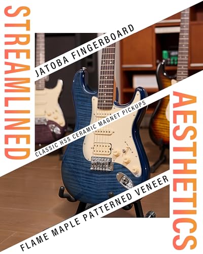 Electric Guitar with Coil-Split, Roasted Maple Neck, HSS Pickups, Beginner Kit with Amp and Bag C21096